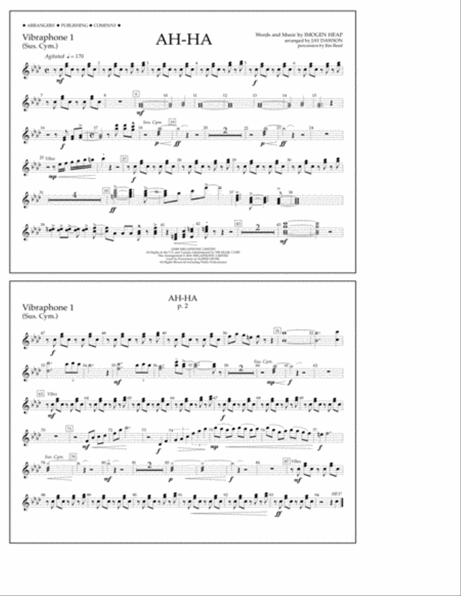 Ah-ha - Vibraphone 1 A Cappella scores gallery preview page 1