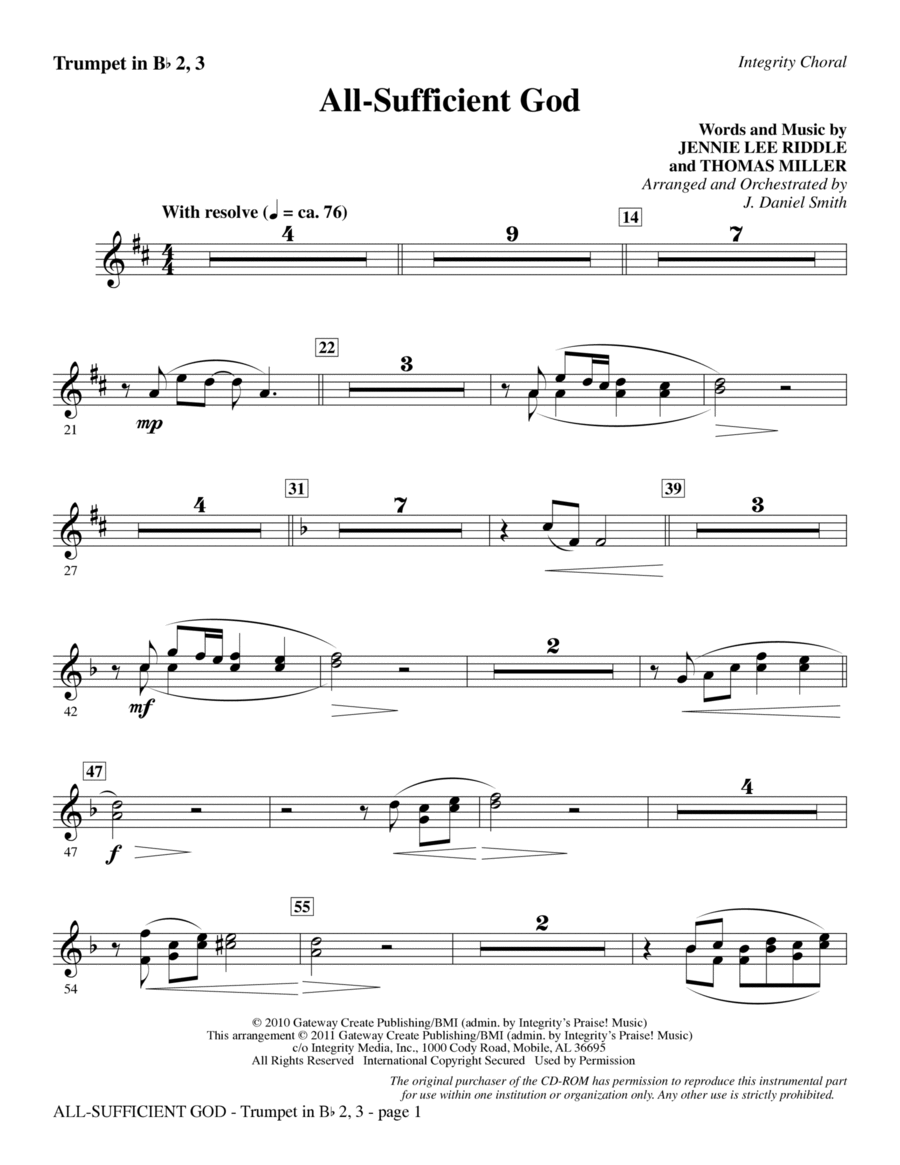All-Sufficient God - Trumpet 2 & 3 Choir scores gallery preview page 1