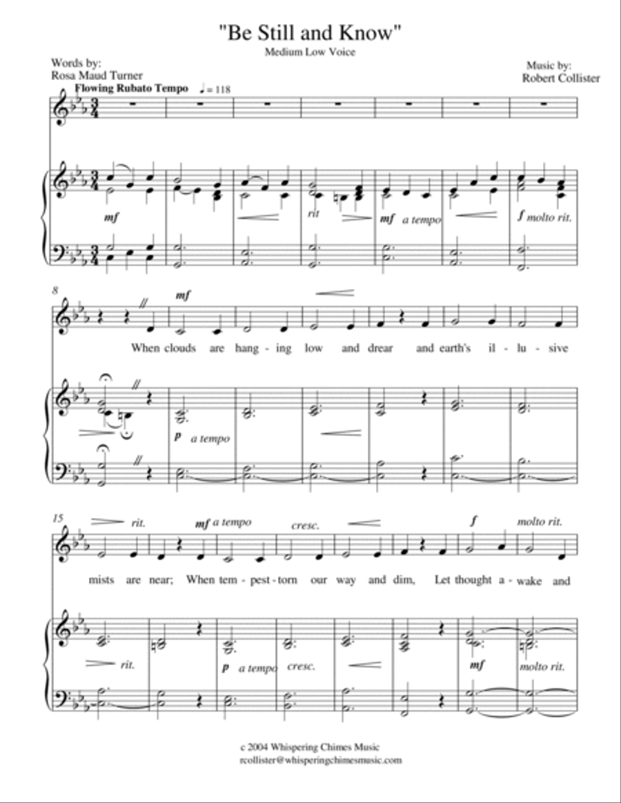 Be Still and Know (medium low voice) Low Voice scores gallery preview page 2