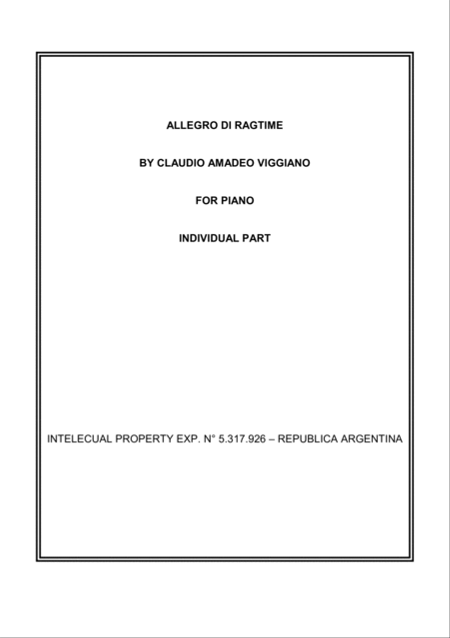 ALLEGRO DI RAGTIME Piano Solo scores gallery preview page 1