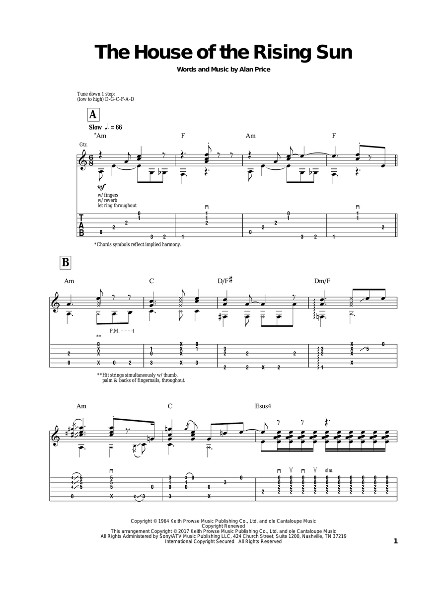 The House Of The Rising Sun Acoustic Guitar scores gallery preview page 1