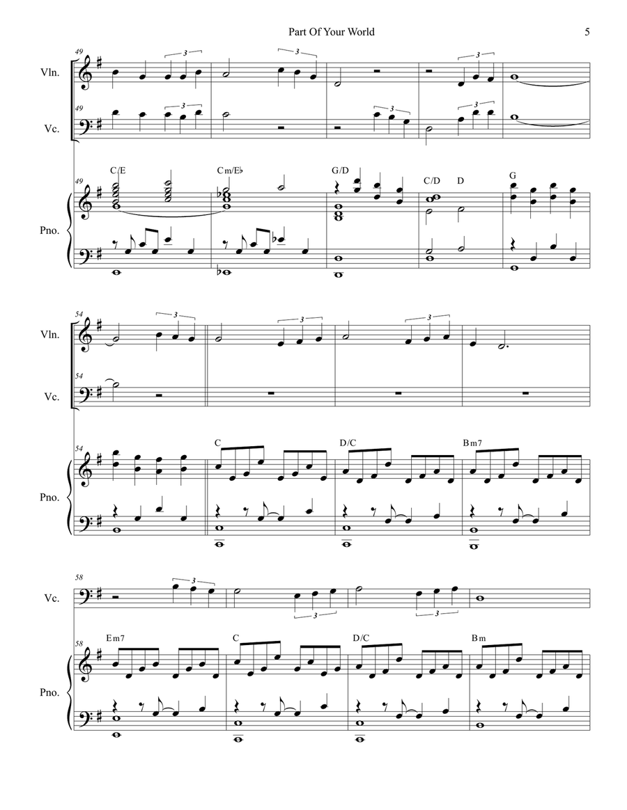 Part Of Your World Piano Trio scores gallery preview page 5