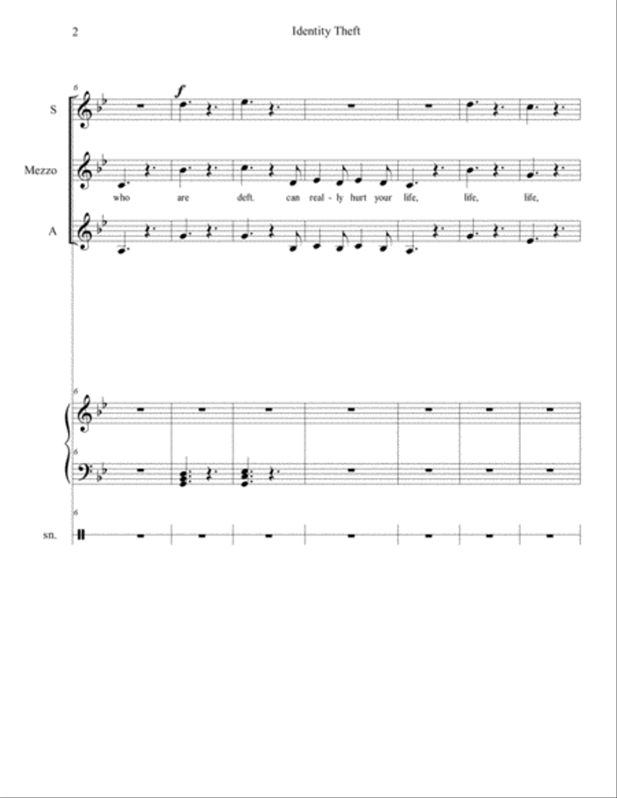Identity Theft Piano, Vocal, Guitar scores gallery preview page 2
