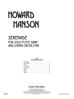 Book cover for Serenade for Flute, Harp and Strings