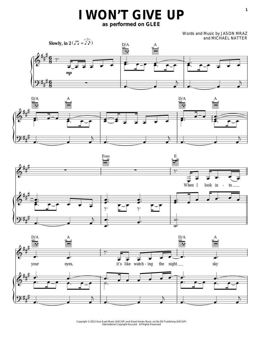 I Won't Give Up I Won't Give Up Acoustic Guitar scores gallery preview page 1