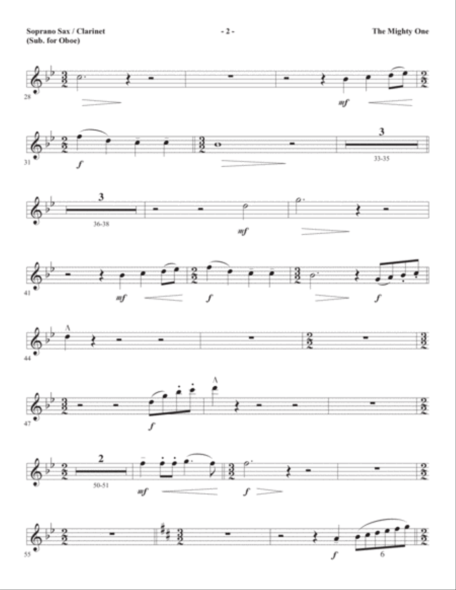 The Mighty One - Soprano Sax/Clarinet(sub oboe) Choir scores gallery preview page 2