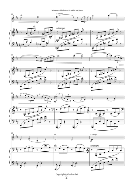 Meditation from Thais  for violin and piano