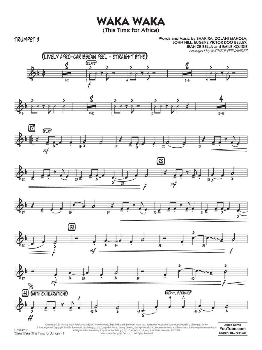 Waka Waka (This Time for Africa) - Trumpet 3 Jazz Ensemble scores gallery preview page 1