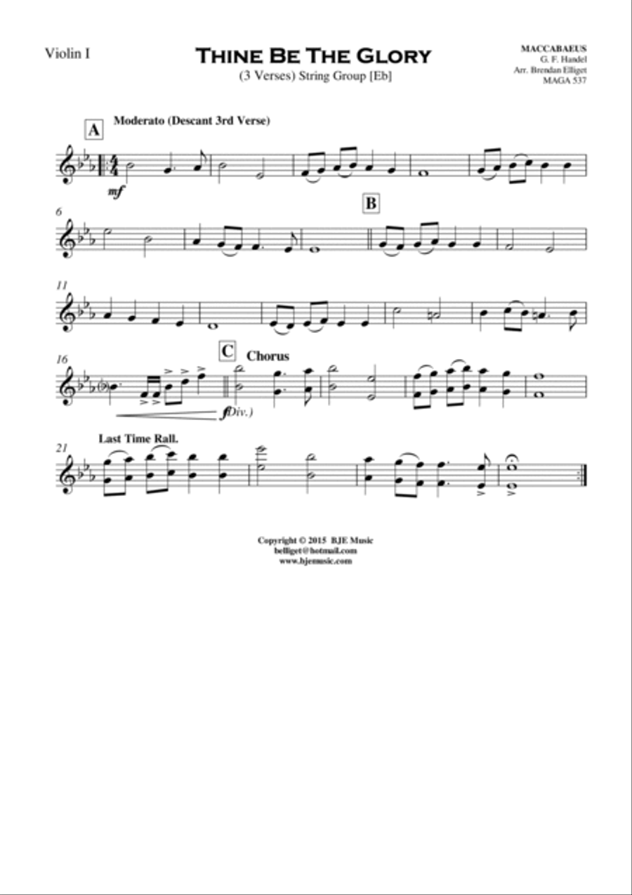 Thine Be The Glory (MACCABEUS) - String Group with Optional Piano Cello scores gallery preview page 3