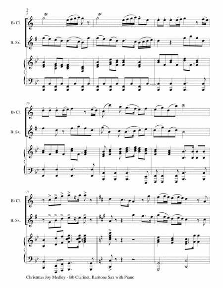 CHRISTMAS JOY MEDLEY (Trio - Bb Clarinet & Baritone Sax with Piano) image number null