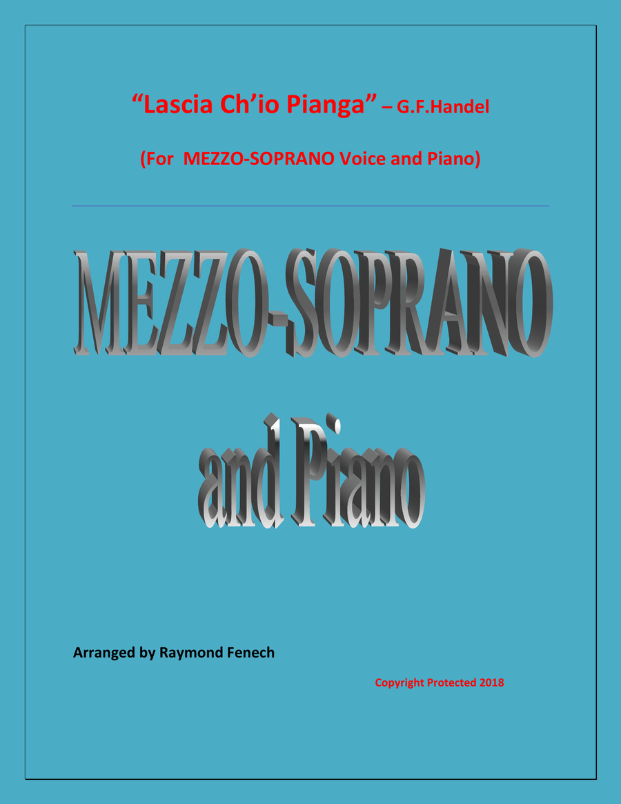 Lascia Ch'io Pianga - From Opera 'Rinaldo' - G.F. Handel ( Mezzo-Soprano and Piano) Mezzo-Soprano Voice scores gallery preview page 1