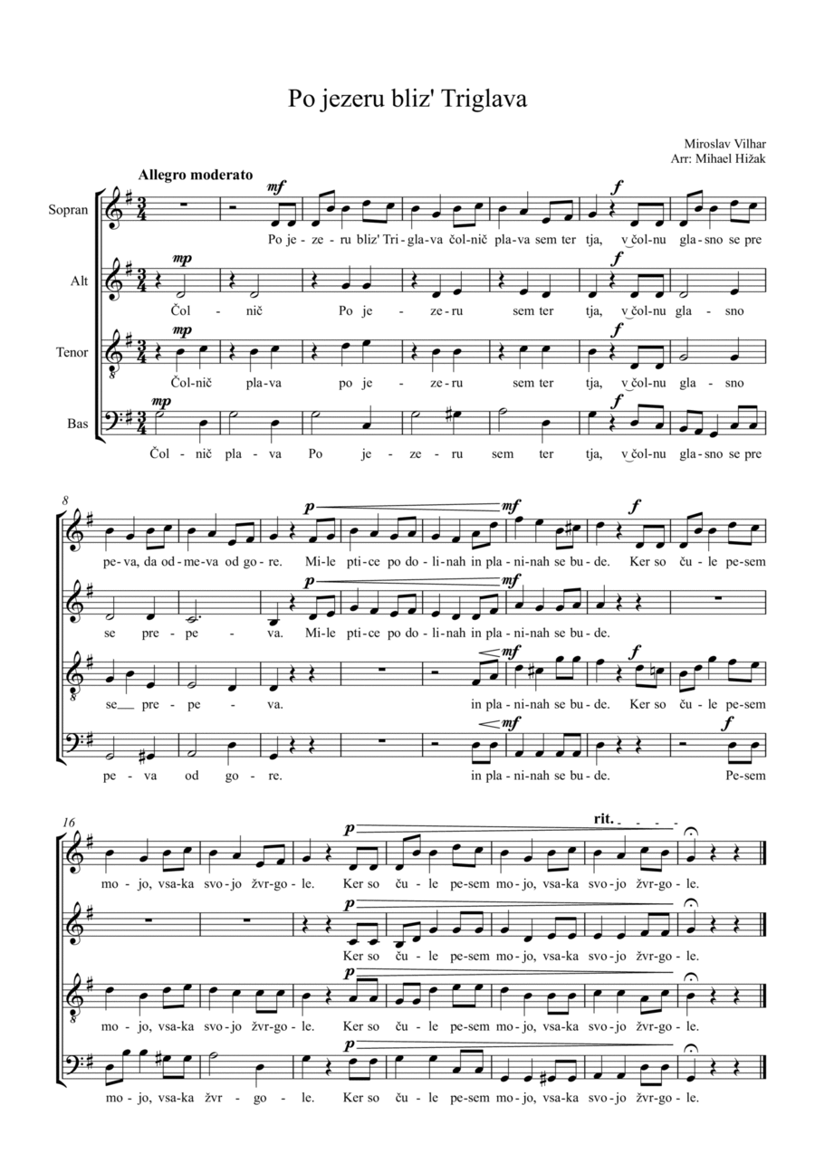Po jezeru bliz Triglava Po jezeru bliz Triglava 4-Part scores gallery preview page 1