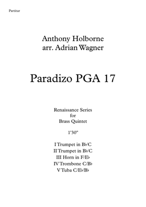 Paradizo PGA 17 (Anthony Holborne) Brass Quintet arr. Adrian Wagner