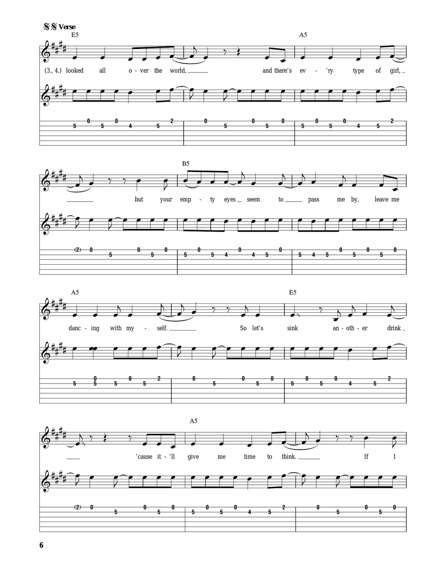 Dancing With Myself Acoustic Guitar scores gallery preview page 6