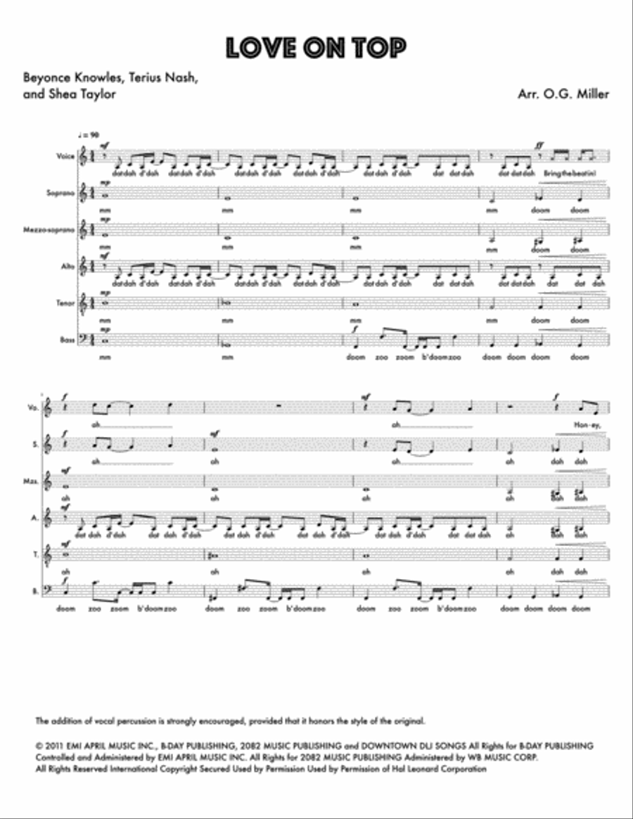 Love On Top A Cappella scores gallery preview page 1