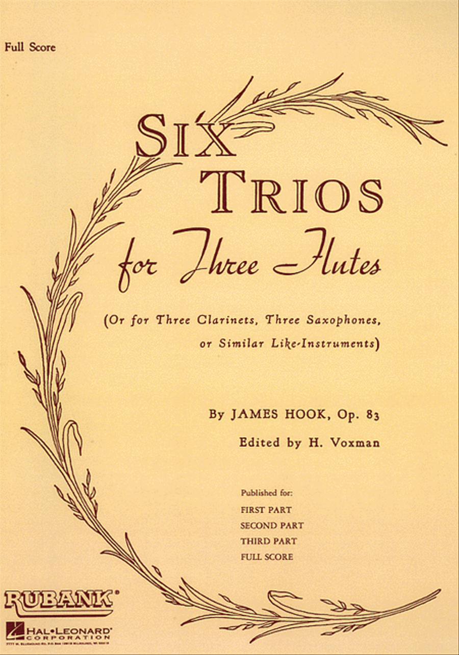 Six Trios for Three Flutes, Op. 83 Clarinet scores gallery preview page 1
