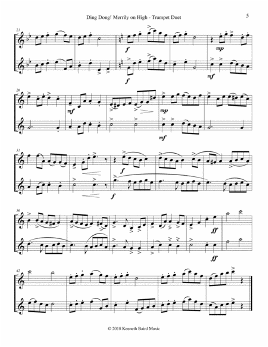 Christmas Duets, Volume 2, for Trumpets Trumpet Duet scores gallery preview page 5