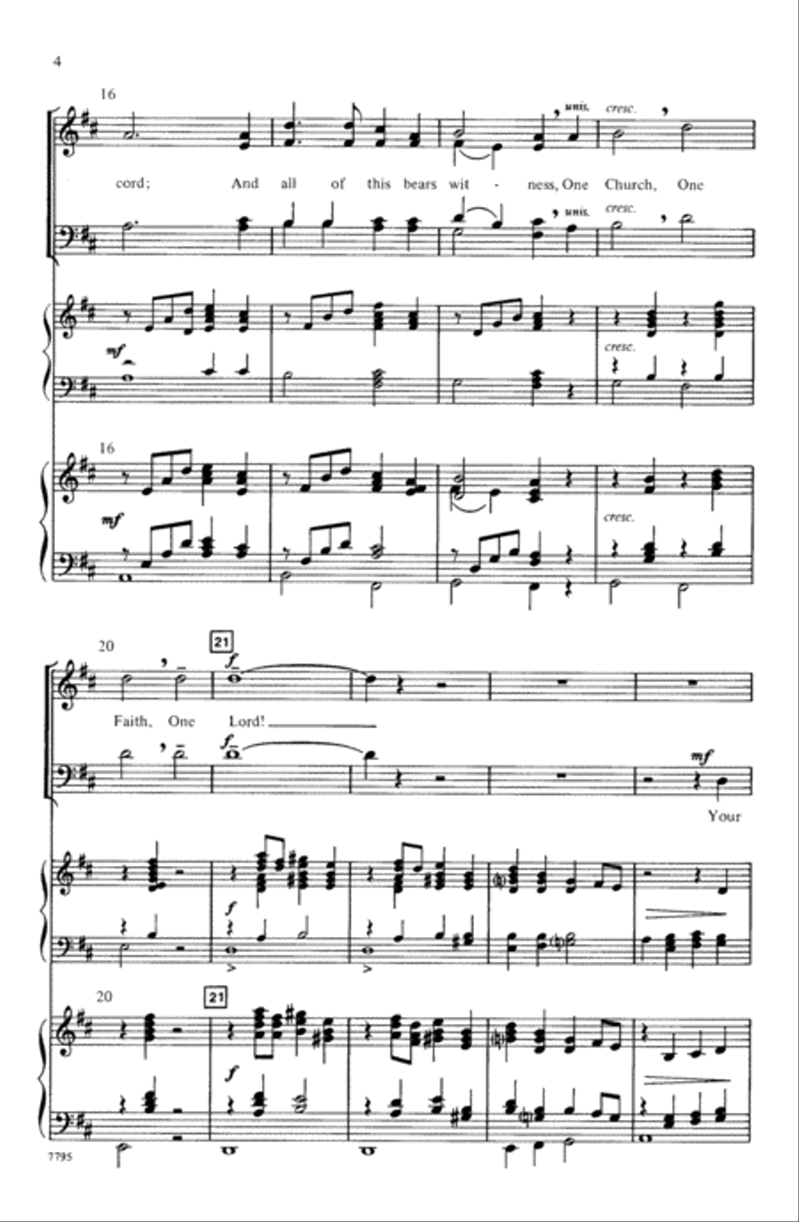 One Church, One Faith, One Lord 4-Part scores gallery preview page 4