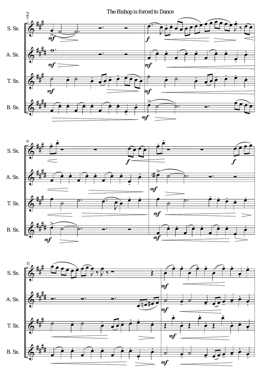 The bishop is forced to dance for saxophone quartet Saxophone Quartet scores gallery preview page 2