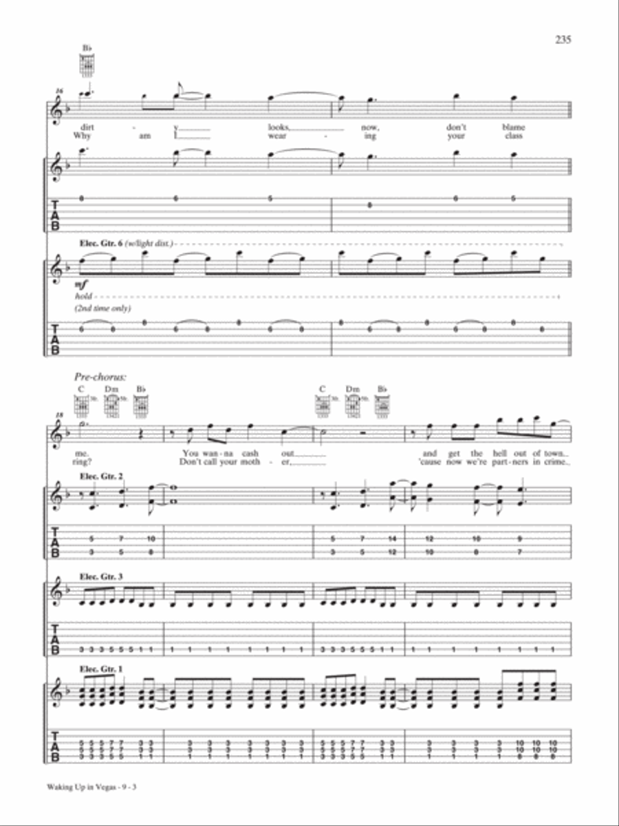 Waking Up in Vegas Guitar Tablature scores gallery preview page 3