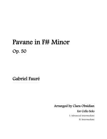 Fauré: Pavane, Op. 50 (for Cello solo in 2 difficulty levels/ Both Scores included) image number null