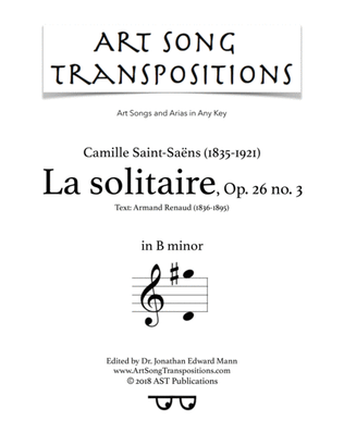 Book cover for SAINT-SAËNS: La solitaire, Op. 26 no. 3 (transposed to B minor)