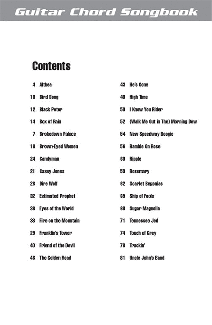 Grateful Dead – Guitar Chord Songbook Guitar scores gallery preview page 2