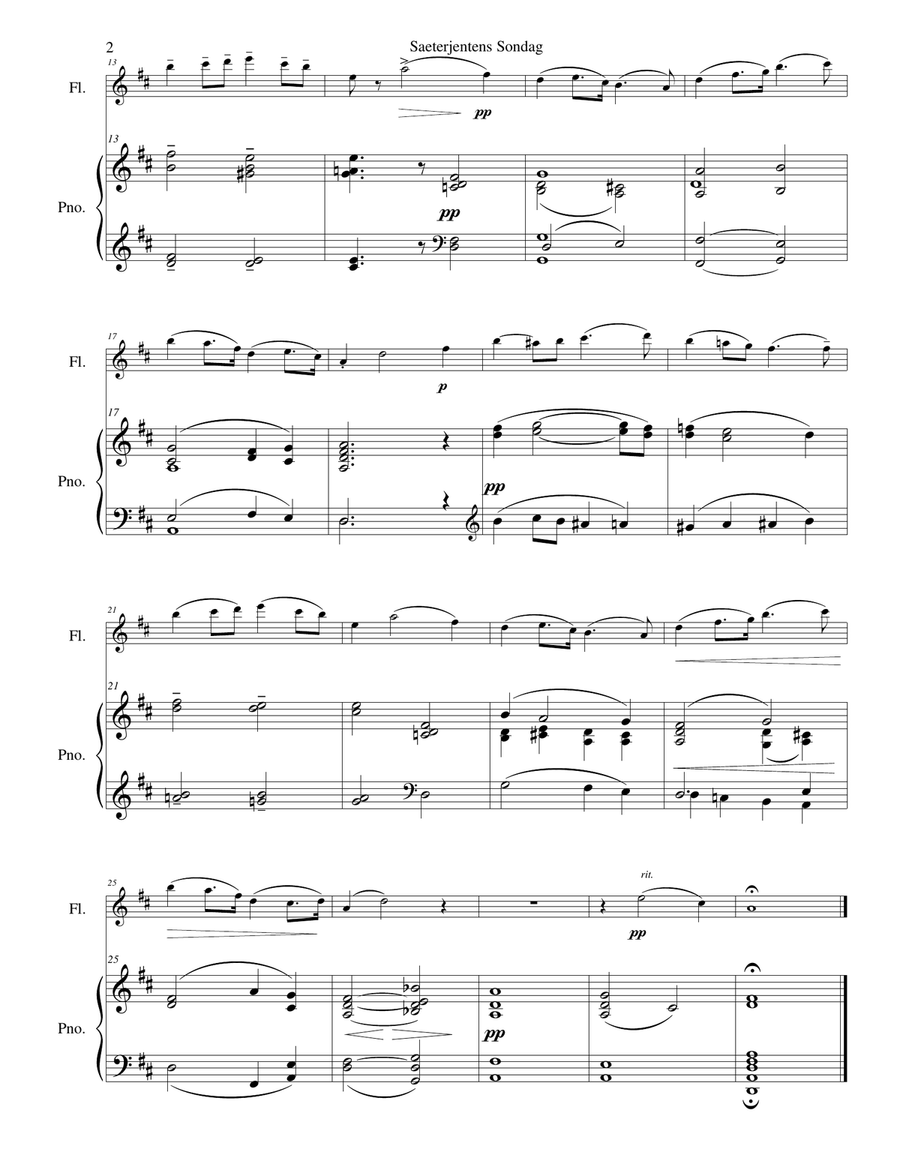 Saeterjentens Sondag for Flute & Piano Flute Solo scores gallery preview page 3