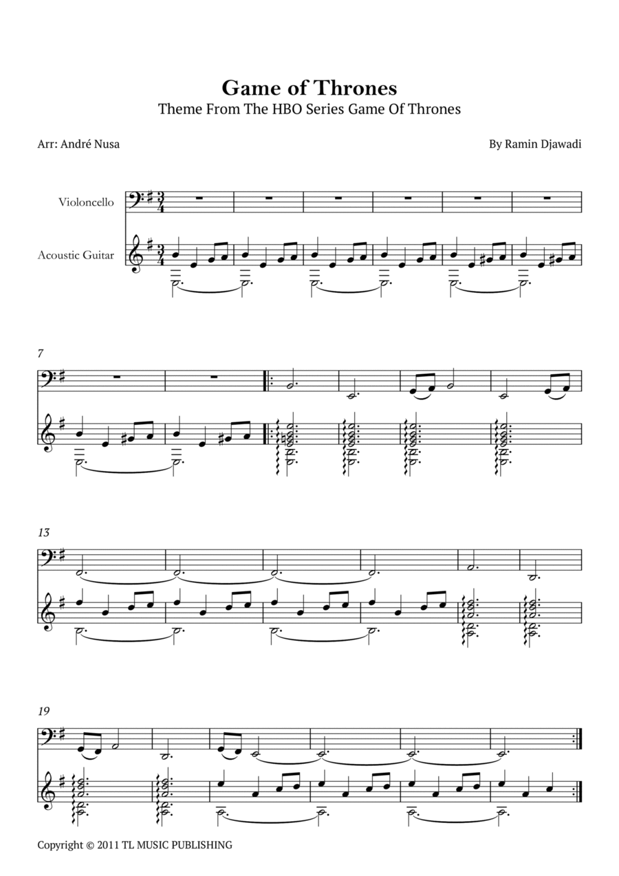 Game Of Thrones String Duet scores gallery preview page 1