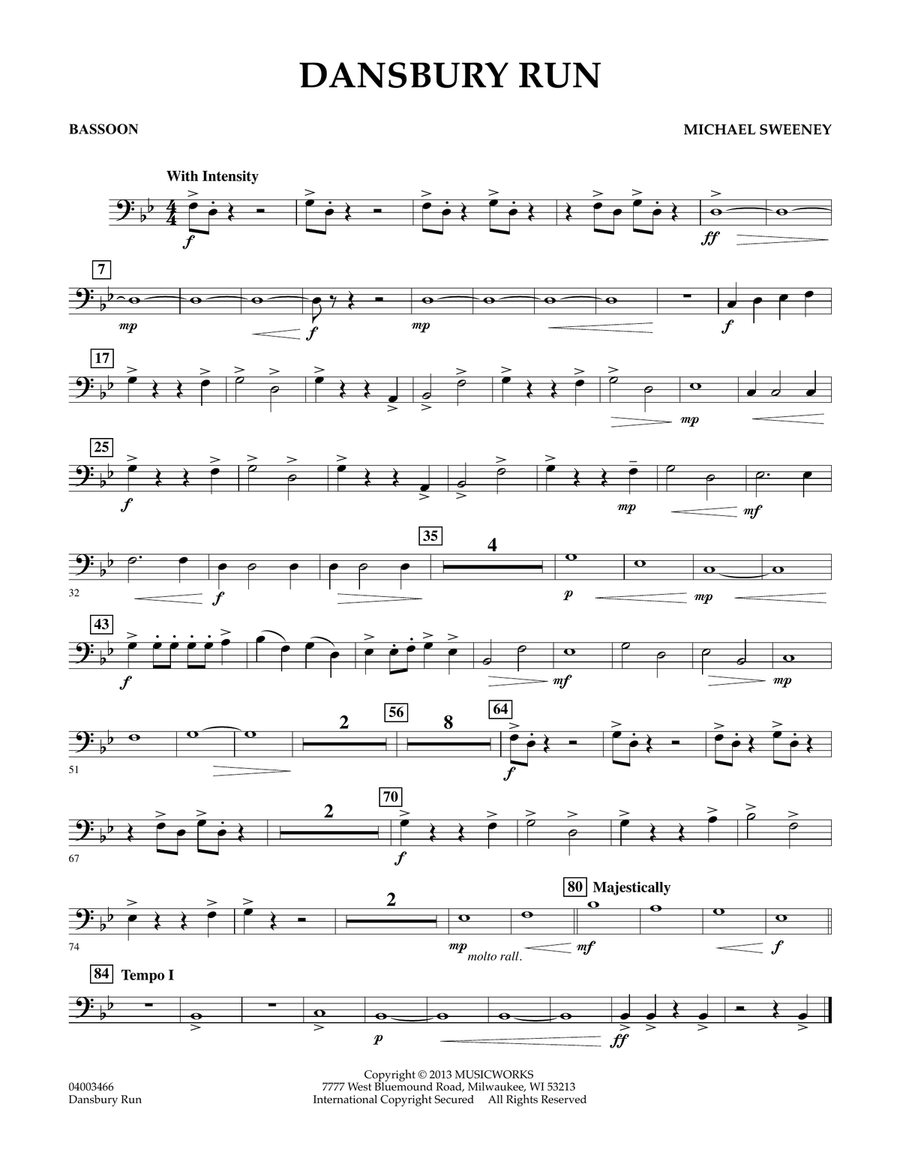 Dansbury Run - Bassoon Concert Band scores gallery preview page 1