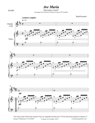 Bach-Gounod: Ave Maria, Schwencke version for Clarinet & Piano