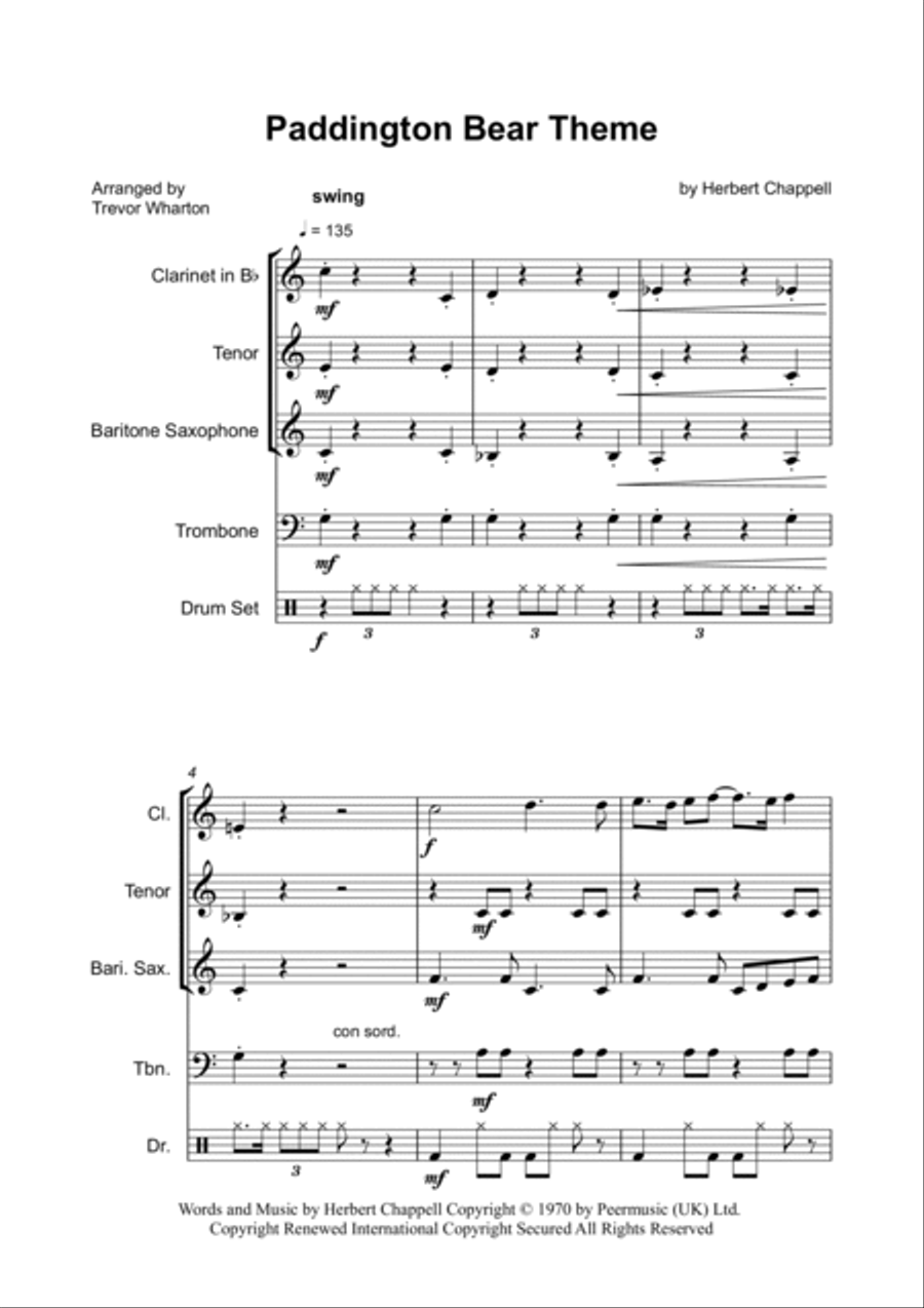 Paddington Bear Theme Clarinet scores gallery preview page 2