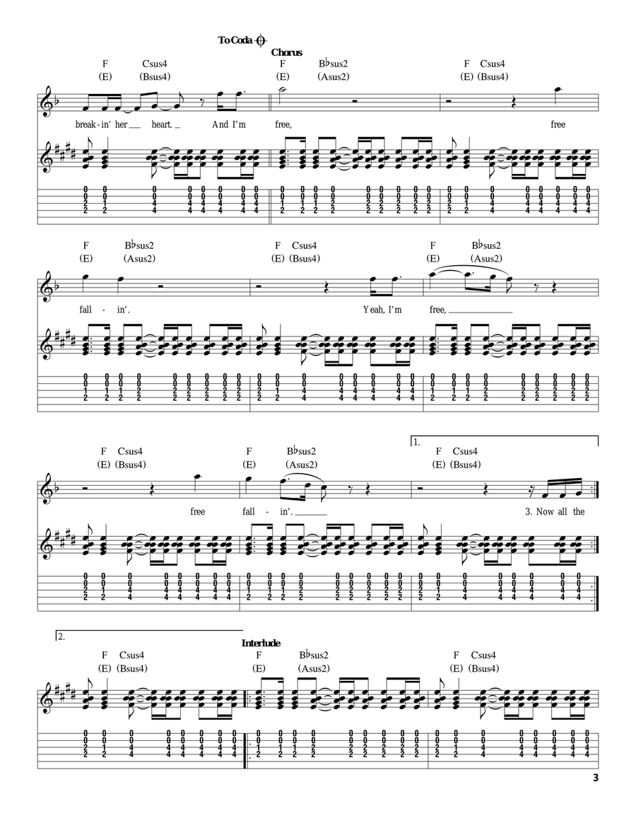 Free Fallin' Acoustic Guitar scores gallery preview page 3