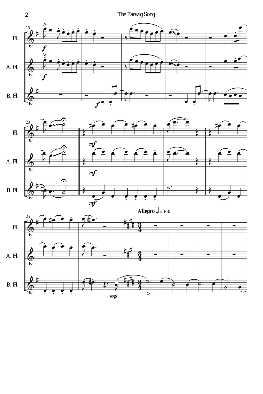 The Earwig song flute trio (SAB) 3-Part scores gallery preview page 2