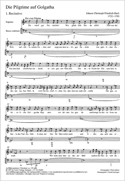 Die Pilgrime auf Golgatha by Johann Christoph Friedrich Bach Choir - Sheet Music