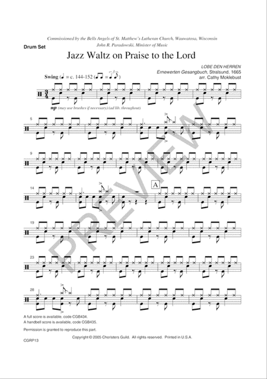 Jazz Waltz on Praise to the Lord Reproducible Instrumental Parts Choir scores gallery preview page 4