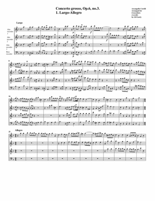 Concerto grosso Op.6, no.3 (arrangement for 4 recorders)