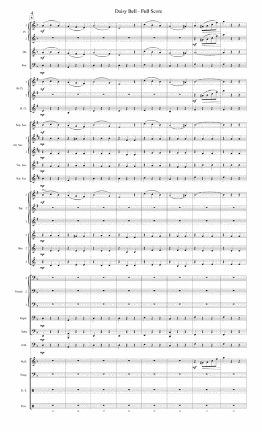 Harry Dacre - Daisy Bell (Bicycle Built for Two) Concert Band scores gallery preview page 4