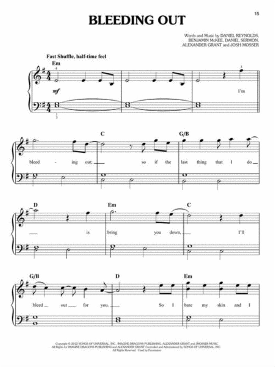Imagine Dragons for Easy Piano Easy Piano scores gallery preview page 6
