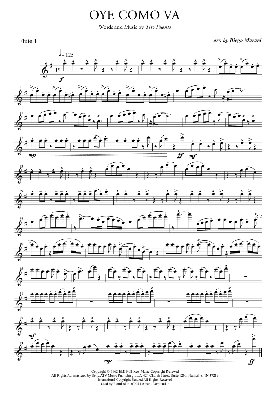 Oye Como Va Woodwind Quartet scores gallery preview page 1