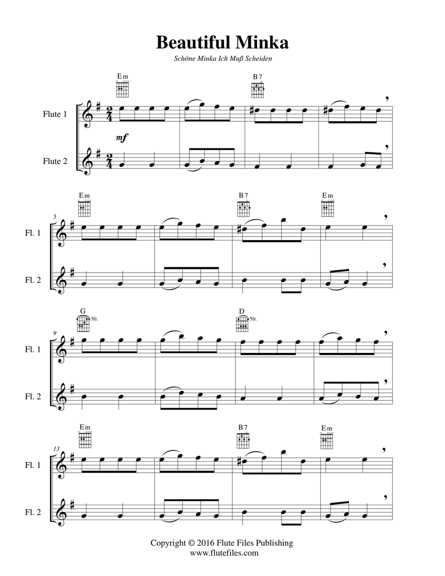 Beautiful Minka - Flute Duet with Guitar Chords Flute Duet scores gallery preview page 3