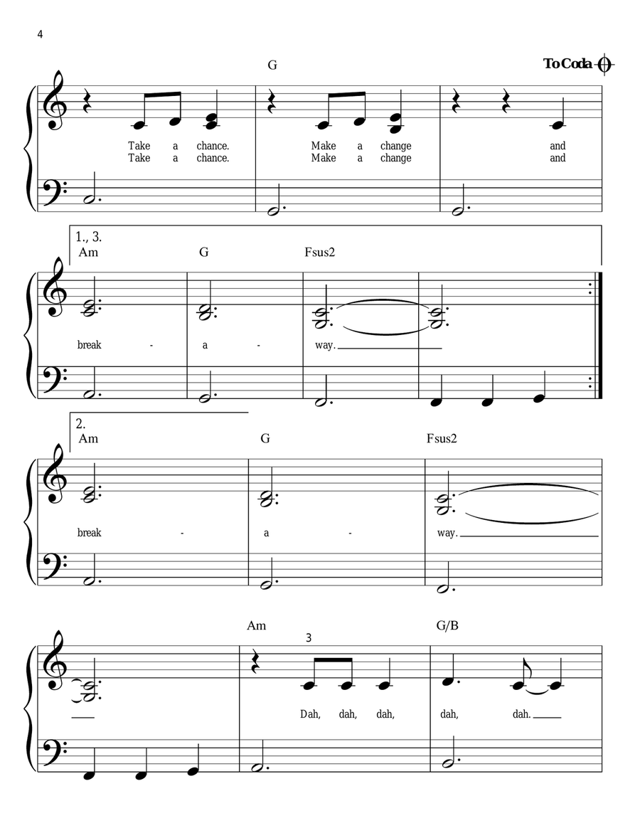 Breakaway Easy Piano scores gallery preview page 4