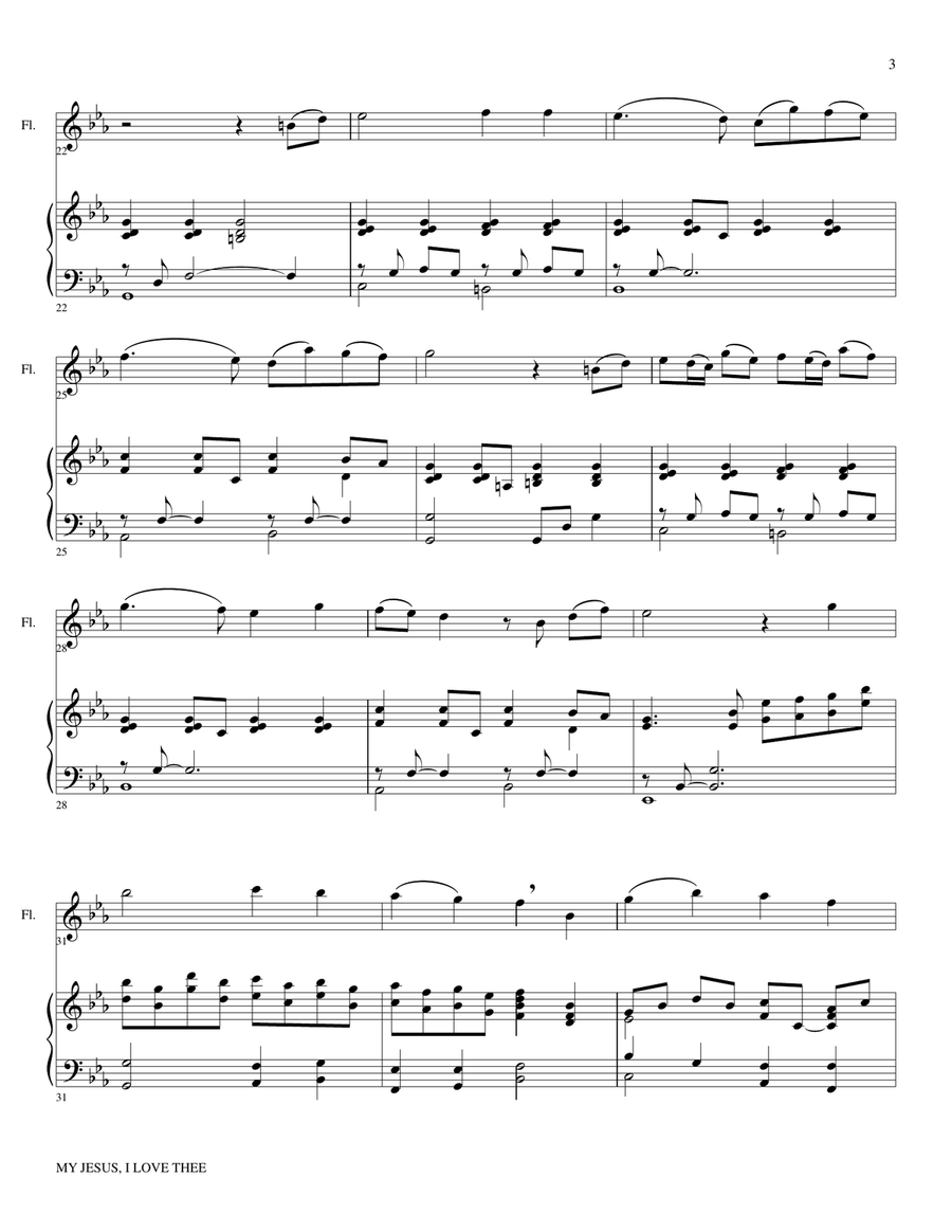 MY JESUS I LOVE THEE (Flute/Piano and Flt Part) Flute scores gallery preview page 3