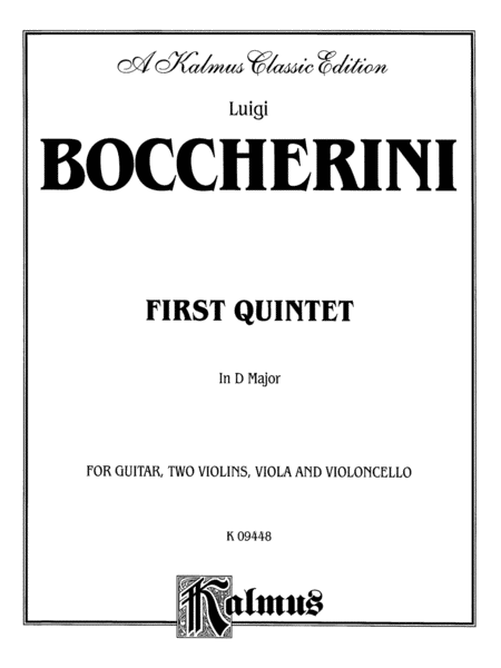 Boccherini: First Quintet in D Major, for Two Violins, Viola, Cello and Guitar -- Guitar Part Only