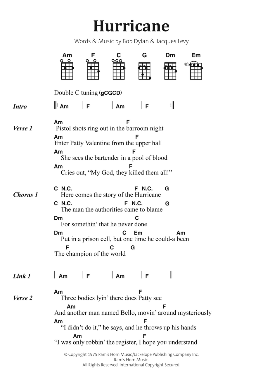 Hurricane Hurricane Piano, Vocal, Guitar scores gallery preview page 1