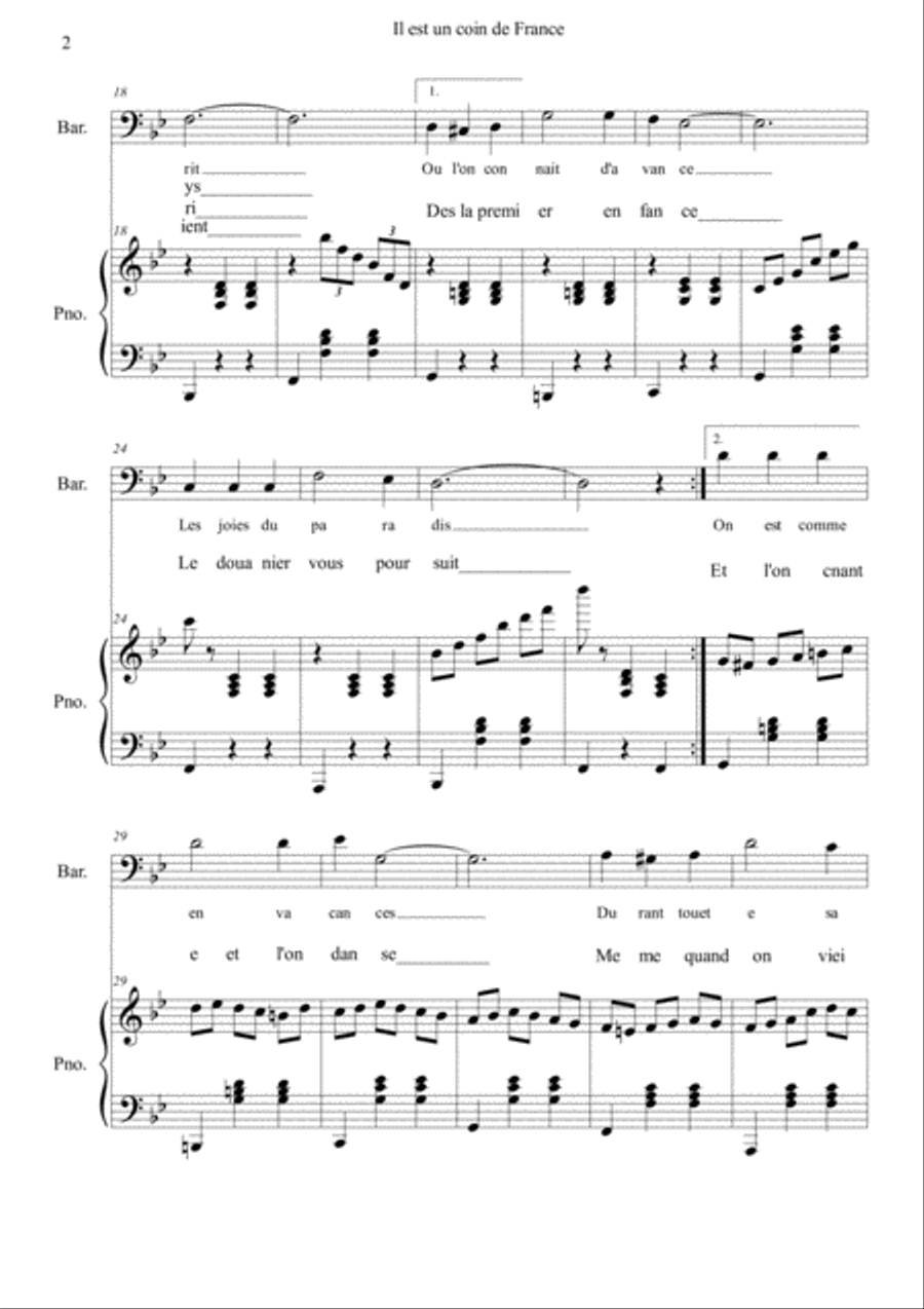 Il est un coin de France Il est un coin de France Voice Solo scores gallery preview page 2