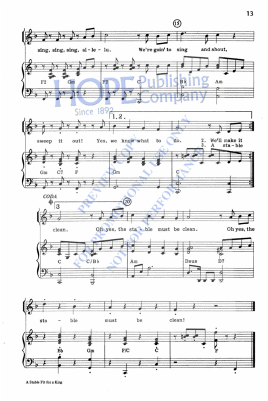 Stable Fit for a King Unison Choir scores gallery preview page 15