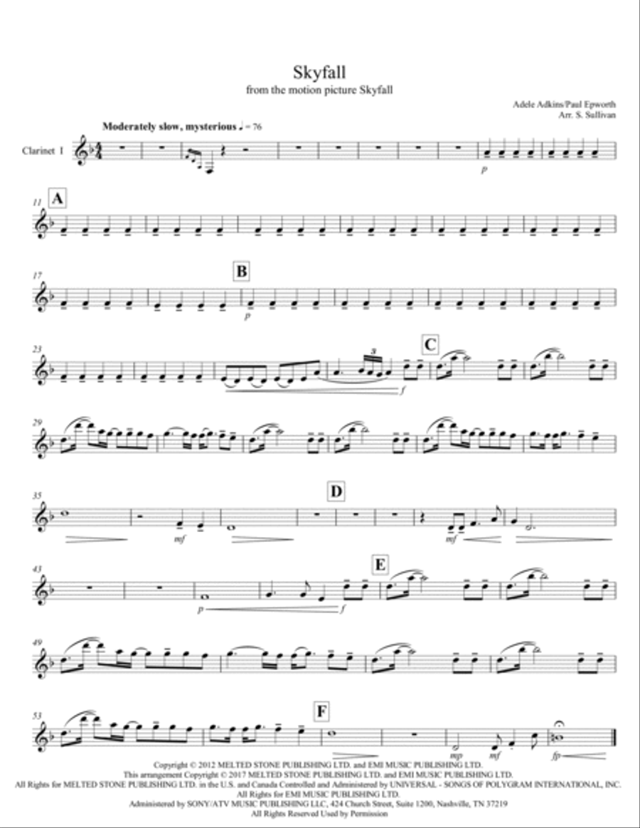Skyfall Clarinet Quartet scores gallery preview page 4