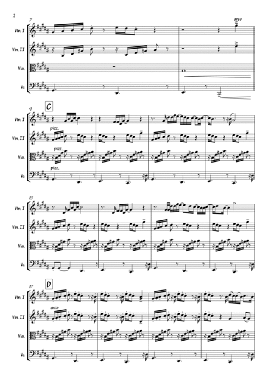 Cry Me A River String Quartet scores gallery preview page 2
