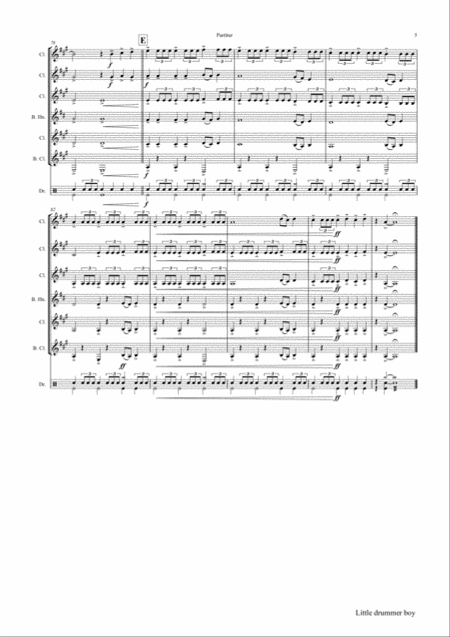 The Little Drummer Boy Clarinet Quintet scores gallery preview page 5